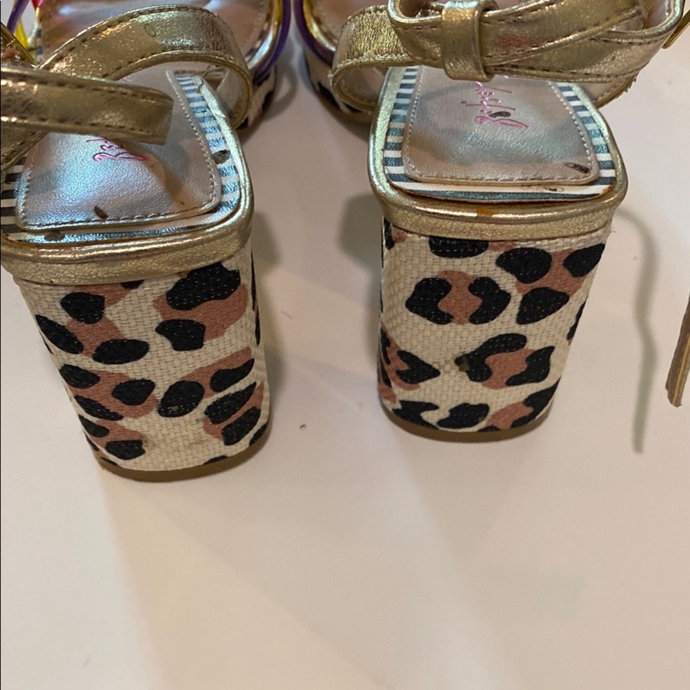 Betsy Johnson Gold and Multicolor Block Heel Sandals - Picture 4 of 6